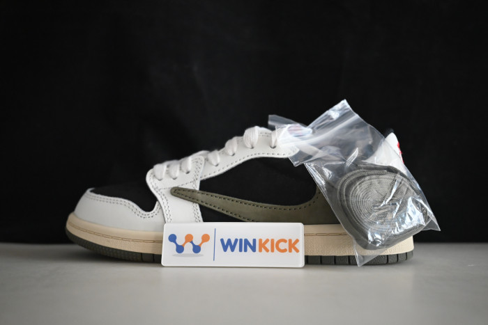 (kids!) travis scott x air jordan 1 low og ps ''olive'' dz5909-106