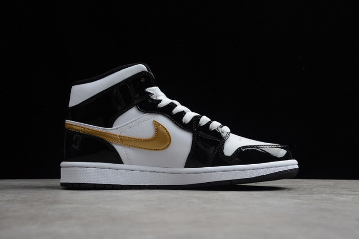 air jordan 1 mid patent black white gold 852542-007